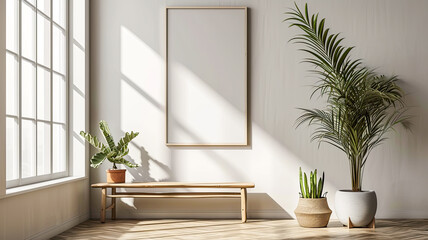 Fototapeta premium Ein Raum mit Bilderrahmen als mockup für Bilder