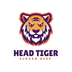 head tiger mascot logo design

