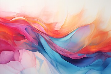 Experience the captivating allure of this artistic banner featuring an array of colored oil streaks elegantly spreading across a blank white background