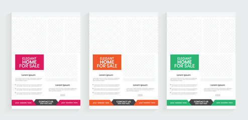 Real estate a4 flyer design. Editable house sale realtor leaflet template. Luxury property sale flyer, Rent marketing handout, Clean concept promotional poster design.