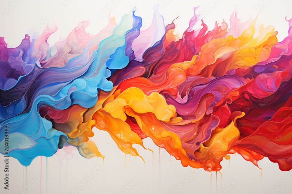 Poster experience the captivating allure of this artistic banner featuring an array of colored oil streaks 