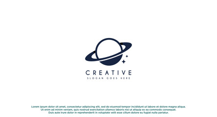 Space orbital planetary sphere logo vector design © Wahyu