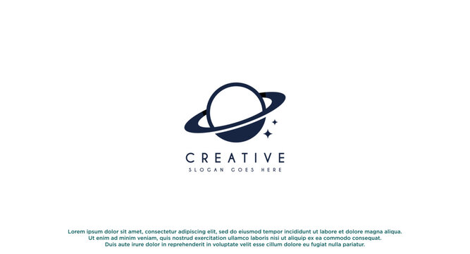 Space orbital planetary sphere logo vector design