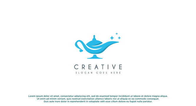 Letter S genie lamp design logo concept. lantern lamp logo template. genie aladdin.