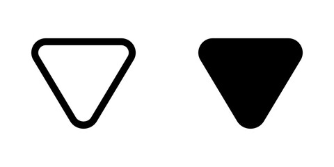 Editable vector down triangle arrow icon. Black, transparent white background. Part of a big icon set family. Perfect for web and app interfaces, presentations, infographics, etc - obrazy, fototapety, plakaty