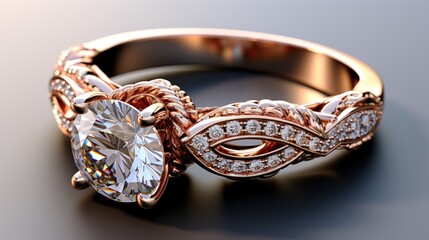 Beautiful engagement ring with diamonds UHD Wallpaper - obrazy, fototapety, plakaty