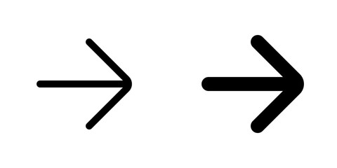 Vector single arrow chevron right icon. Black, white background. Perfect for app and web interfaces, infographics, presentations, marketing, etc.