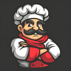 Chef logo mascot cartoon flat design illustration