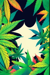Fototapeta na wymiar Marijuana Festival: Natural, Bright, Legalize Text Frame Insert