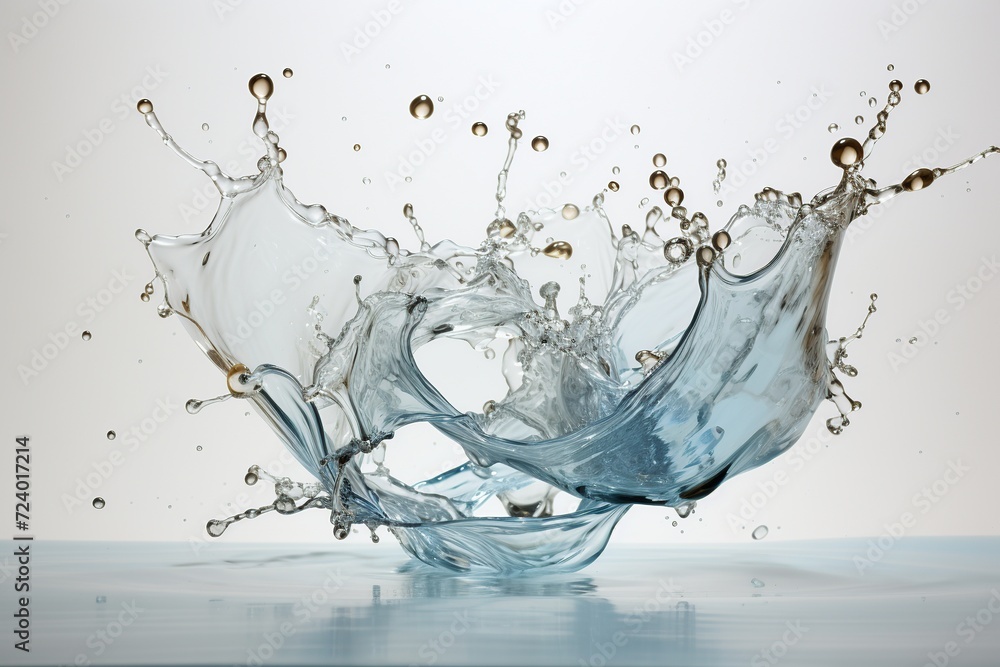 Poster explore the mesmerizing world of fluidity and movement with this collection of suspended water splas