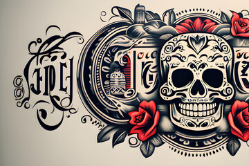 Obraz premium Mexican Chicano Lettering Tattoo