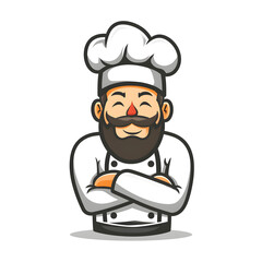 Chef logo mascot cartoon flat design illustration