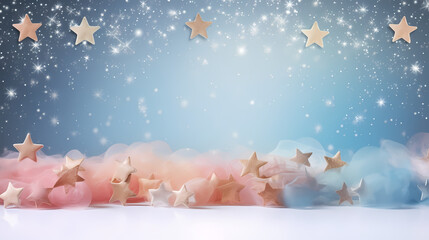 Holiday decorative border, festive background with festive star decoration