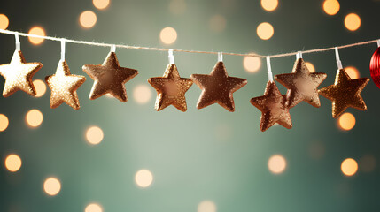 Holiday decorative border, festive background with festive star decoration