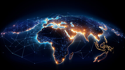 World map from space highlighting african continent, concept of satellite communication and technology © Visual Studio