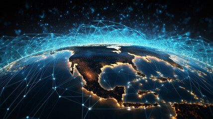 North America from space, concept of satellite communication and technology - obrazy, fototapety, plakaty