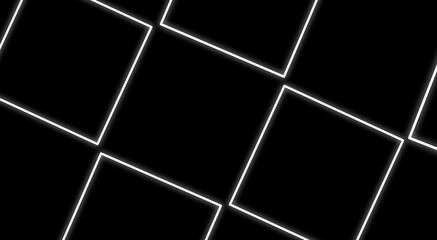 black abstract background with white shapes squares