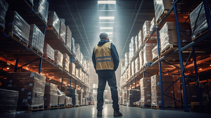 Fototapeta premium man standing in warehouse