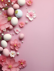 Fototapeta na wymiar easter eggs with flowers background