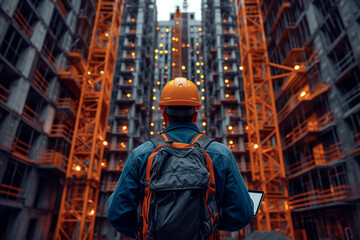 A technician checking the safety of a construction site.