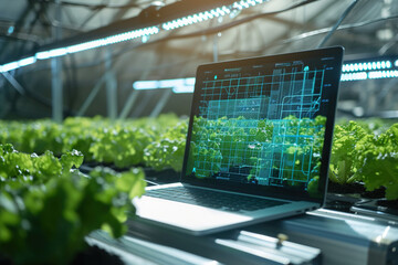 future agricultural, hi-tech controlling environment with computer.