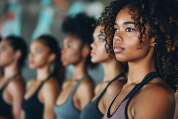 Obraz premium group of fitness girls in the gym