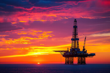 Obraz premium oil rig at sunset