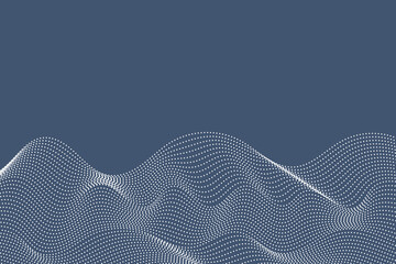 Blue Technology Particle Waves Pattern Abstract Background. Particle. Vector Illustration. Minimalist. Banner. Backdrop