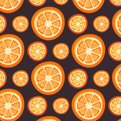 Seamless pattern with orange slices. Vector flat style illustration