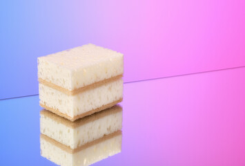 Dishwashing sponges. Copy space for text. Idea of housework and hygiene.