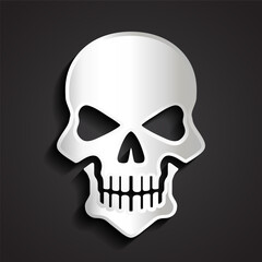 3d silver human skull vector illustration on a dark background 