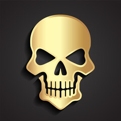 3d gold human skull vector illustration on a dark background 