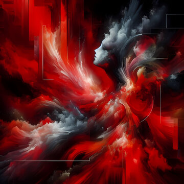 Black with red Background, Generative Ai © cherif