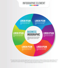 Infographic circle with 6 colors