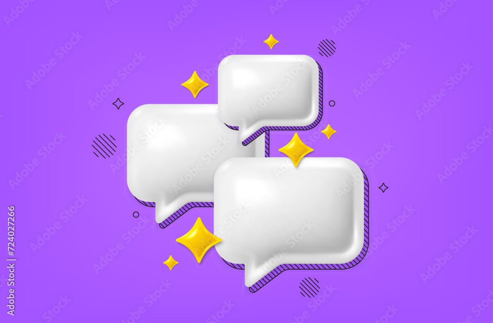 Poster chat speech bubble 3d icon. empty dialog comment icon. talk message boxes. modern realistic 3d desig