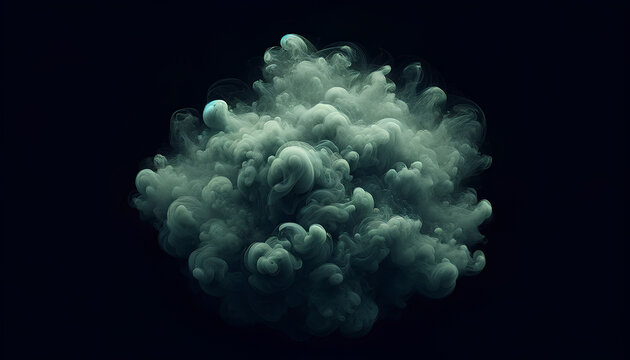 Light and translucent green smoke on a black background © Ydz