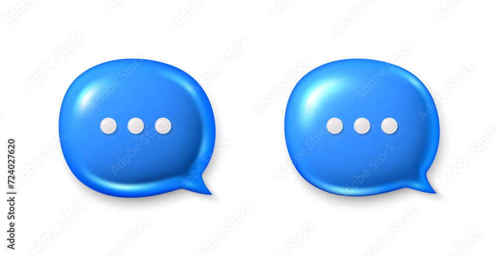 Poster speech bubble icons. chat comment icons set. 3d talk message box with ellipsis. modern realistic 3d 