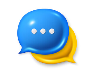 Fototapeta premium Chat speech bubble icons. Comment 3d icons. Talk, dialog message box with ellipsis. Modern realistic 3d design. Support speech bubbles, chat message box. Social media dialog banner. Vector