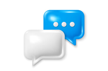 Speech bubble 3d icon. Chat comment with ellipsis icon. Talk message box. Modern realistic 3d design. Support speech bubble, chat message boxes. Social media dialog banner. Vector illustration