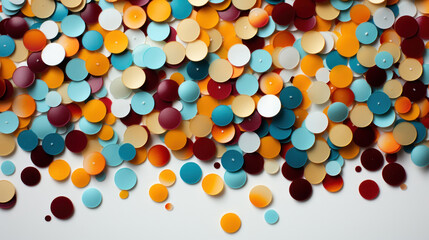 Colorful Confetti in front of White Background.