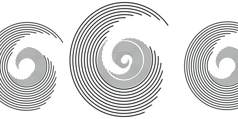 Set of two radial hypnotic spirals, on transparent background