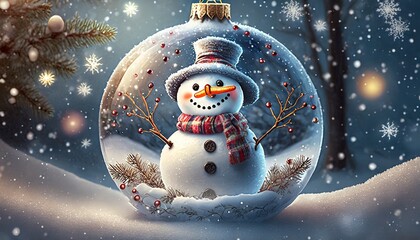 snowman in a Christmas ball 