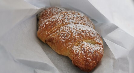 A fresh chocolate croissant