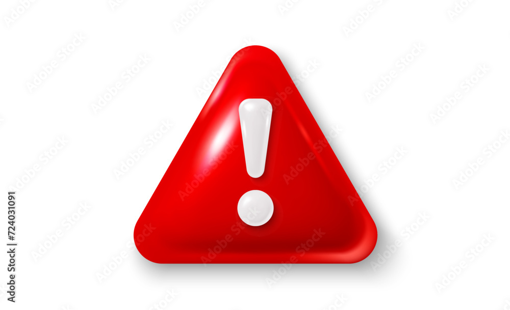 Aufkleber red danger warning triangle 3d icon. alert, caution or emergency notification. danger hazard notific