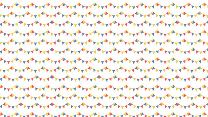可愛いたくさんのガーランド背景　16：9　bunting　pattern