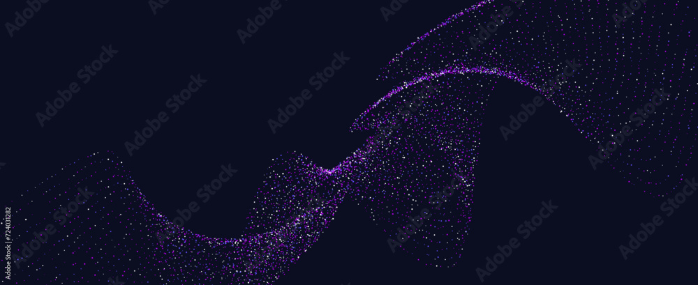 Poster abstract waving tech background design. abstract wave moving dots flow particles, hi-tech and big da
