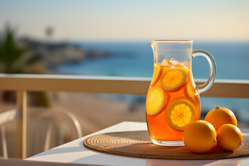 Jug of Valencia water, typical Spanish drink made with orange juice and cava