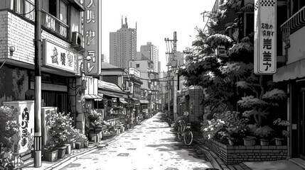 Cityscape in Anime Style for Urban Tales Generative AI