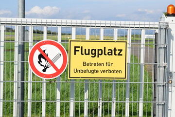 no entry sign to an airfield in Germany