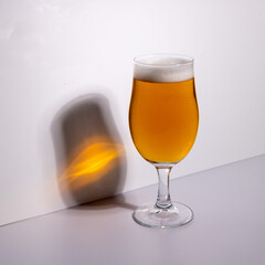 glass of beer on a white background